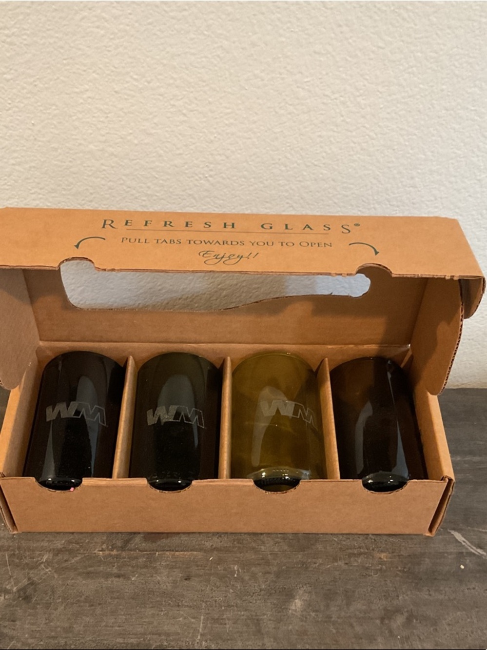 Refresh Set of 4 Recycled Glass Tumblers - Brown & Olive